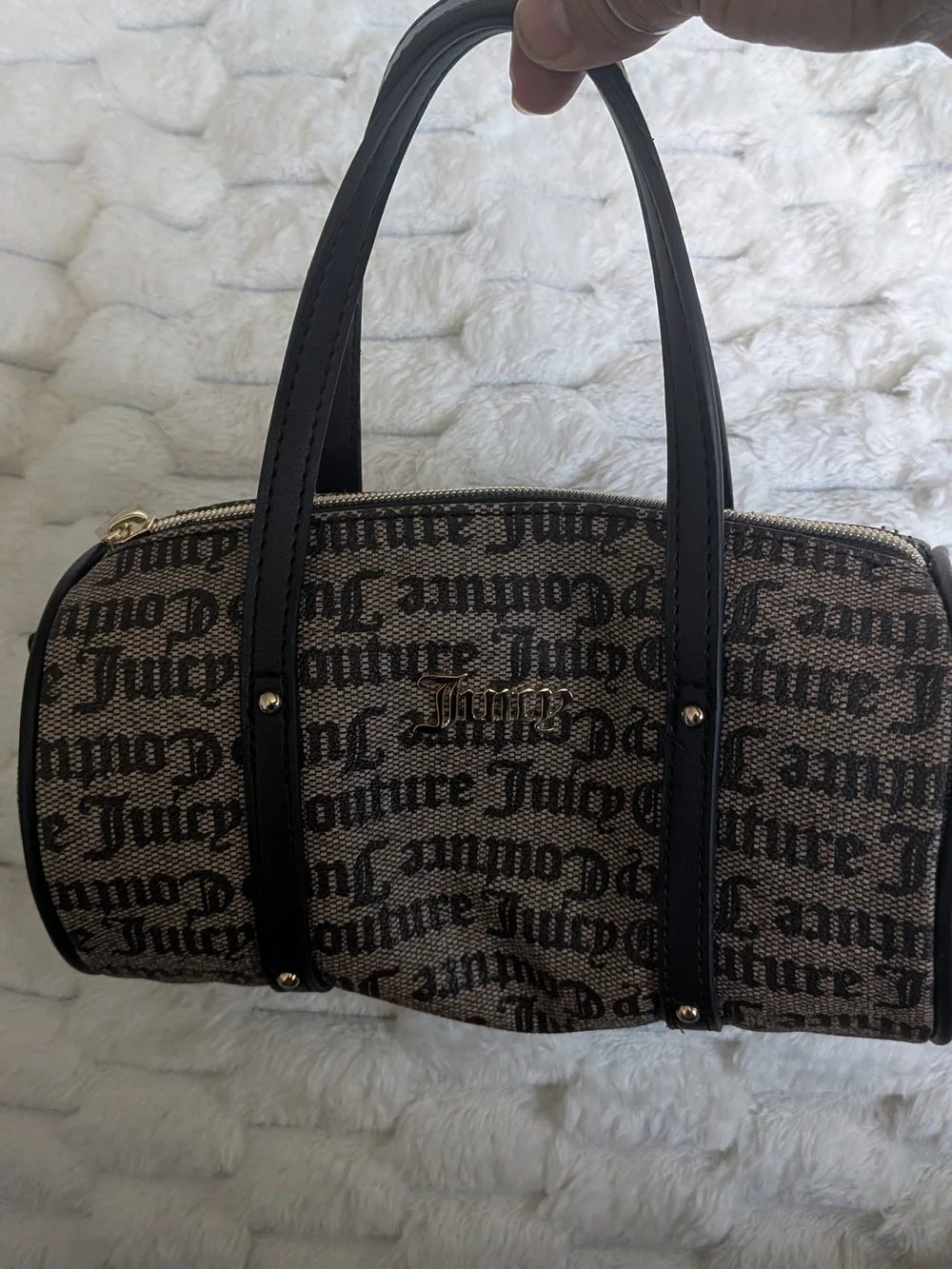 Juicy Couture Brown Logo Barrel Duffel with Black Trim - Picture 2 of 4